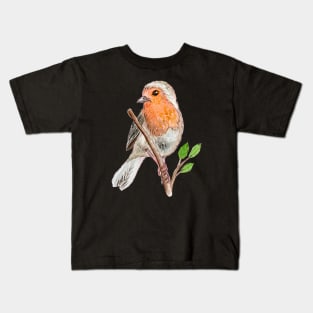 Robin Red Breast Bird Watercolor Kids T-Shirt